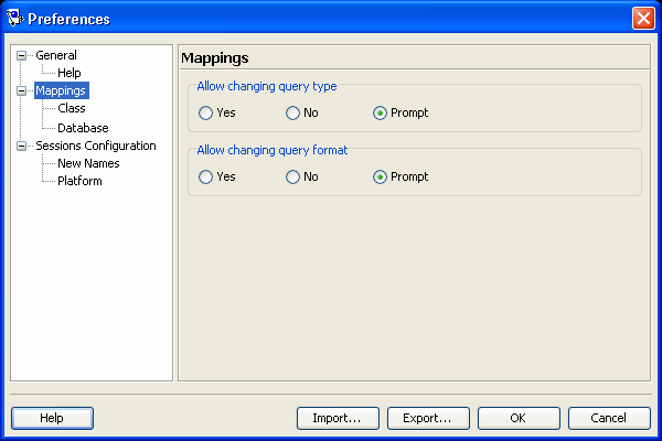 Preferences – Mappings Dialog Box