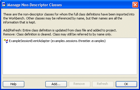 Manage Non-Descriptor Classes Dialog Box