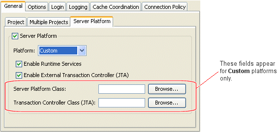 General Tab, Server Platform Subtab